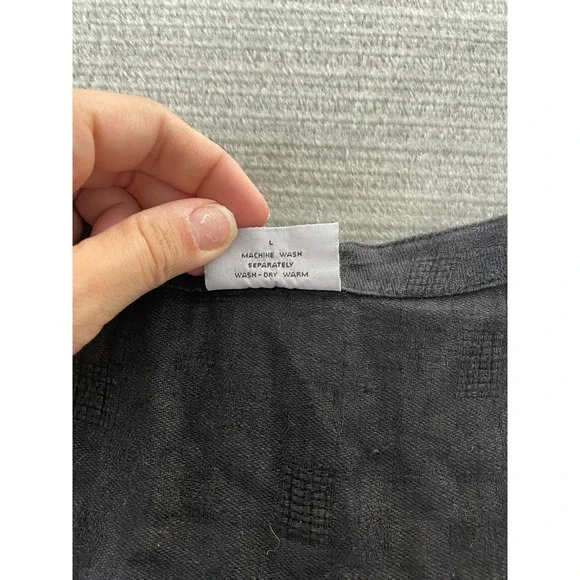 Cut Loose Tank Vest Women L Black 100% Linen Cropped Minimalist Lagenlook - Picture 7 of 9